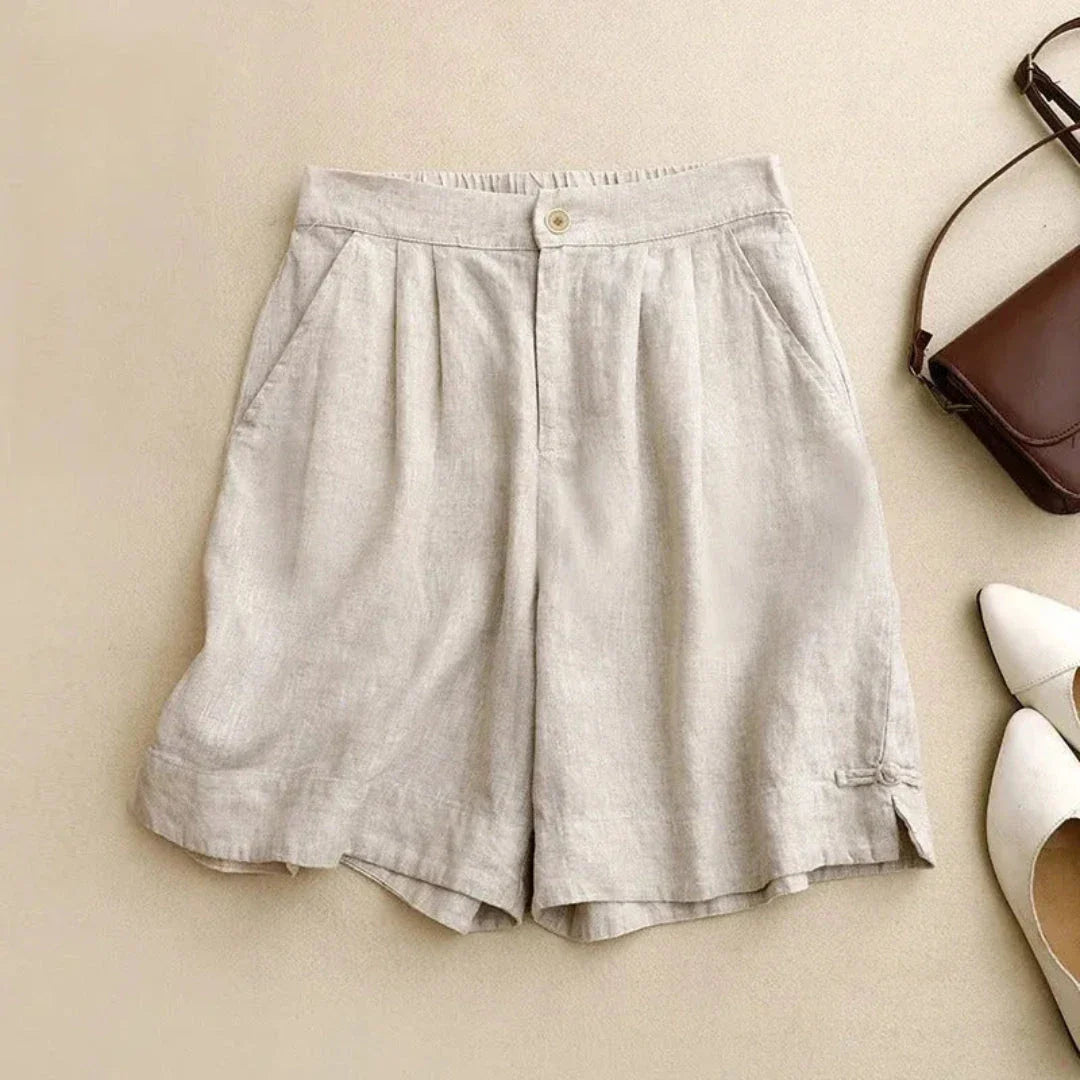 Shorts En Lin Taille Haute Tessa Couture Pour Été Élégant Confortable Idéal Pour Départ En Vacances Amawinc