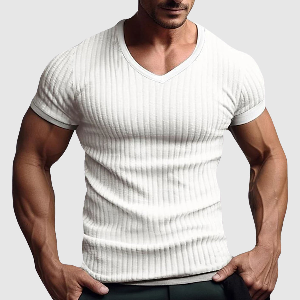T Shirt Urbain À Rayures Slim Fit Par Alessandro Veneti Pour Une Silhouette Élégante Et Résistante