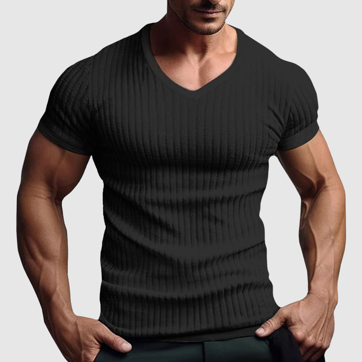 T Shirt Urbain À Rayures Slim Fit Par Alessandro Veneti Pour Une Silhouette Élégante Et Résistante