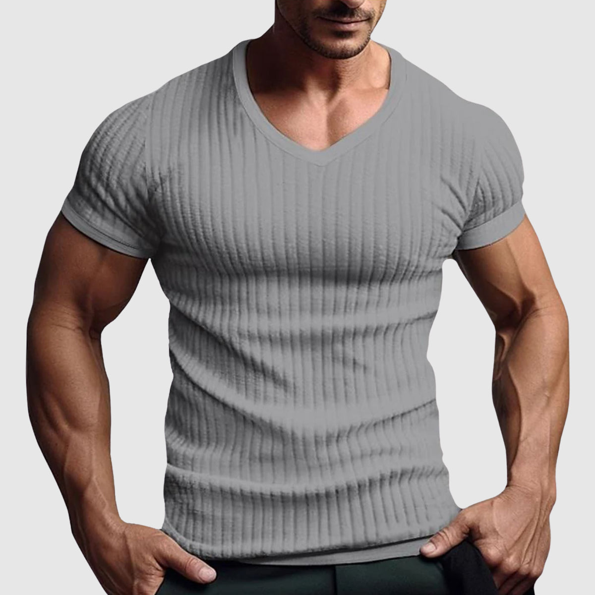 T Shirt Urbain À Rayures Slim Fit Par Alessandro Veneti Pour Une Silhouette Élégante Et Résistante