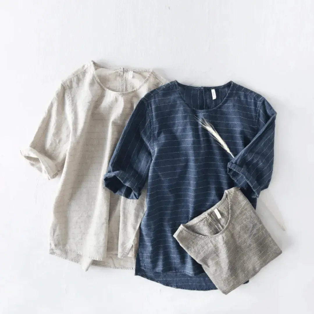 Géneva Tee En Lin et Coton Amawinc Confort Ultra Doux Idéal Quotidien Style Polyvalent