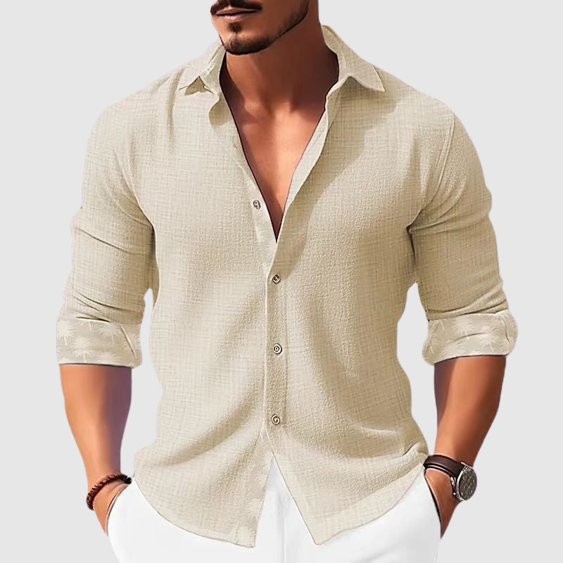 Theodore Willow Chemise Décontractée Adriatic Pour Homme En Mélange Polyester Léger Avec Col Rabattu