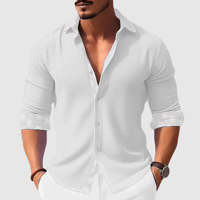 Theodore Willow Chemise Décontractée Adriatic Pour Homme En Mélange Polyester Léger Avec Col Rabattu
