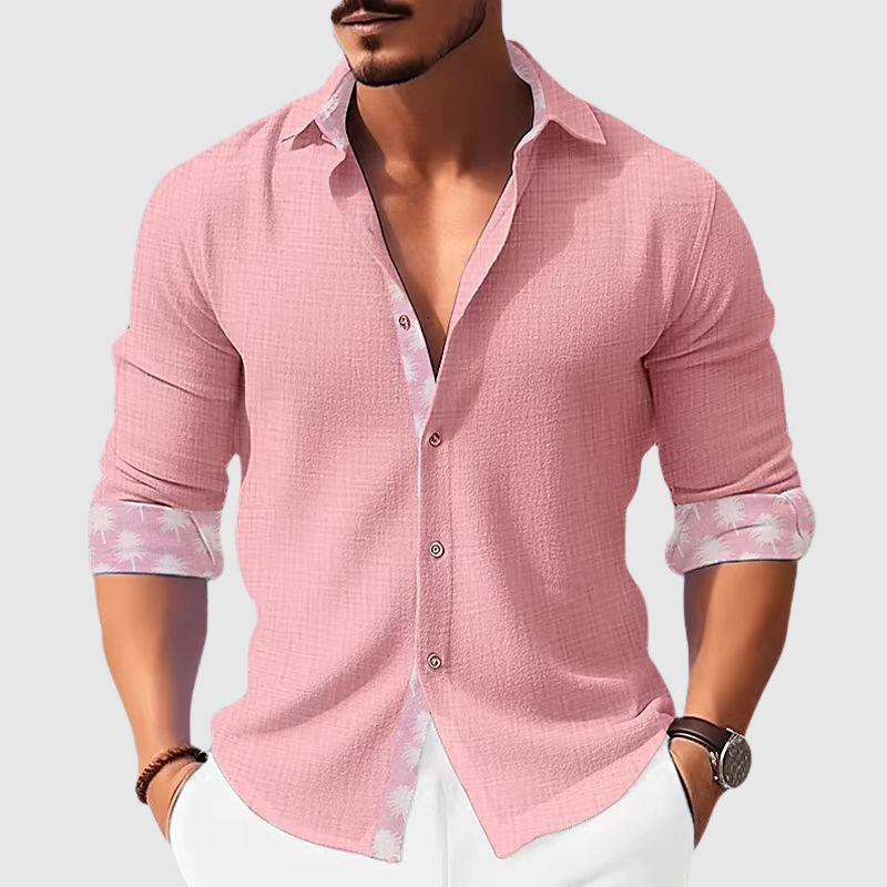 Theodore Willow Chemise Décontractée Adriatic Pour Homme En Mélange Polyester Léger Avec Col Rabattu