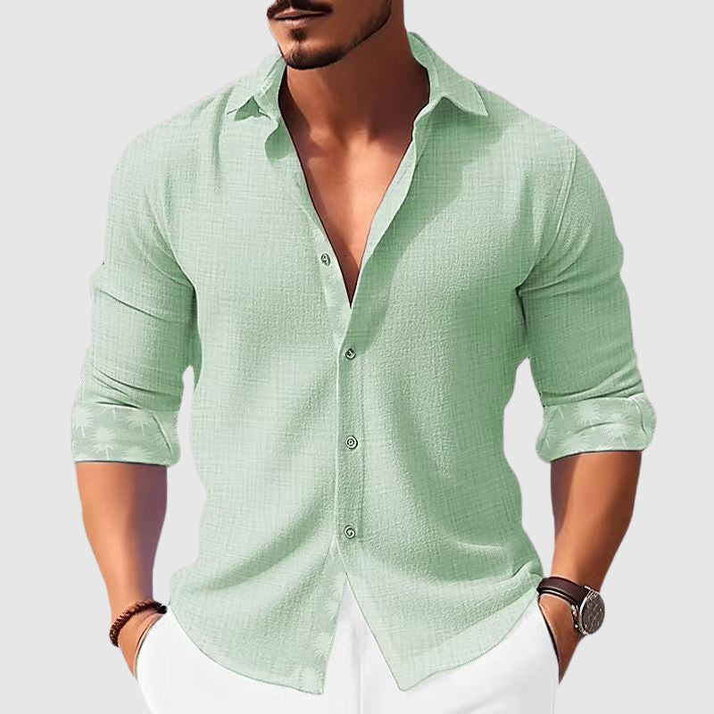 Theodore Willow Chemise Décontractée Adriatic Pour Homme En Mélange Polyester Léger Avec Col Rabattu