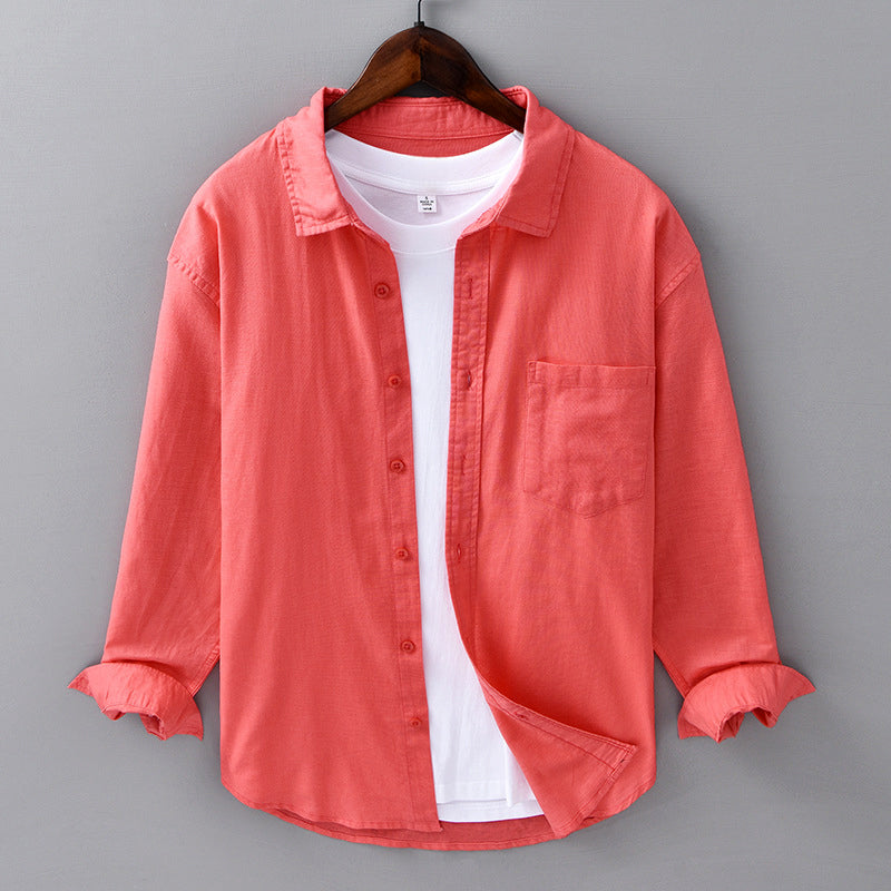 Chemise En Lin Azur Theodore Willow Avec Poche Poitrine Pour Été Décontractée Et Élégante