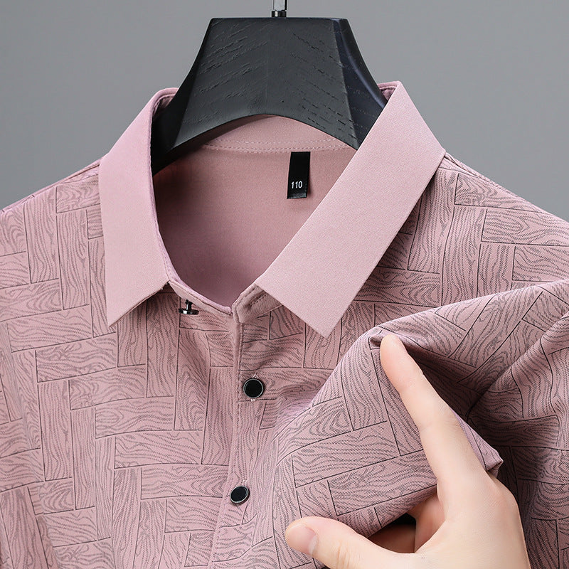 Theodore Willow Polo Exécutif À Manches Courtes Motif Géométrique Respirant Pour Homme