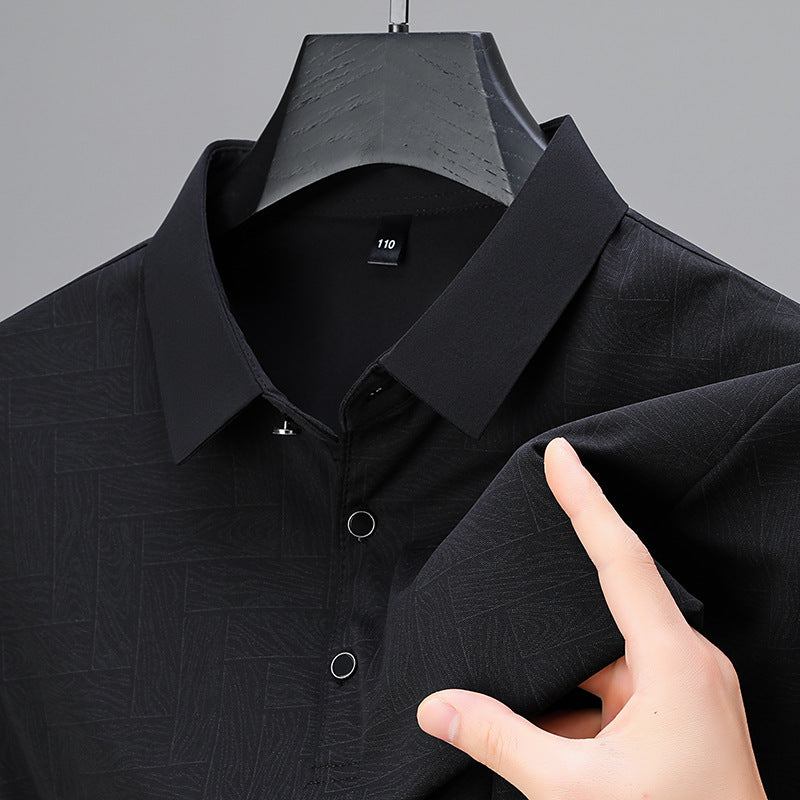 Theodore Willow Polo Exécutif À Manches Courtes Motif Géométrique Respirant Pour Homme