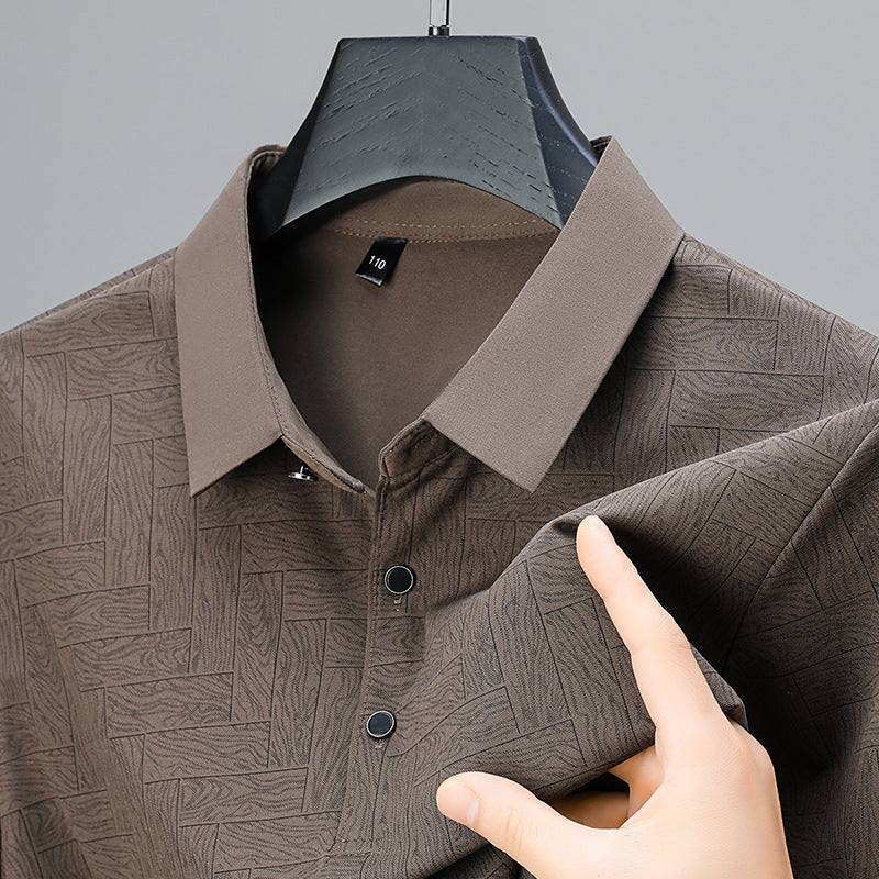 Theodore Willow Polo Exécutif À Manches Courtes Motif Géométrique Respirant Pour Homme