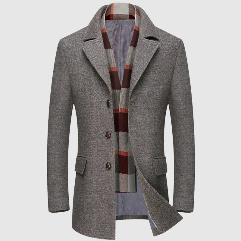 Manteau En Laine Theodore Willow Lorden Gris Avec Doublure Quiltée Et Écharpe À Carreaux Intégrée