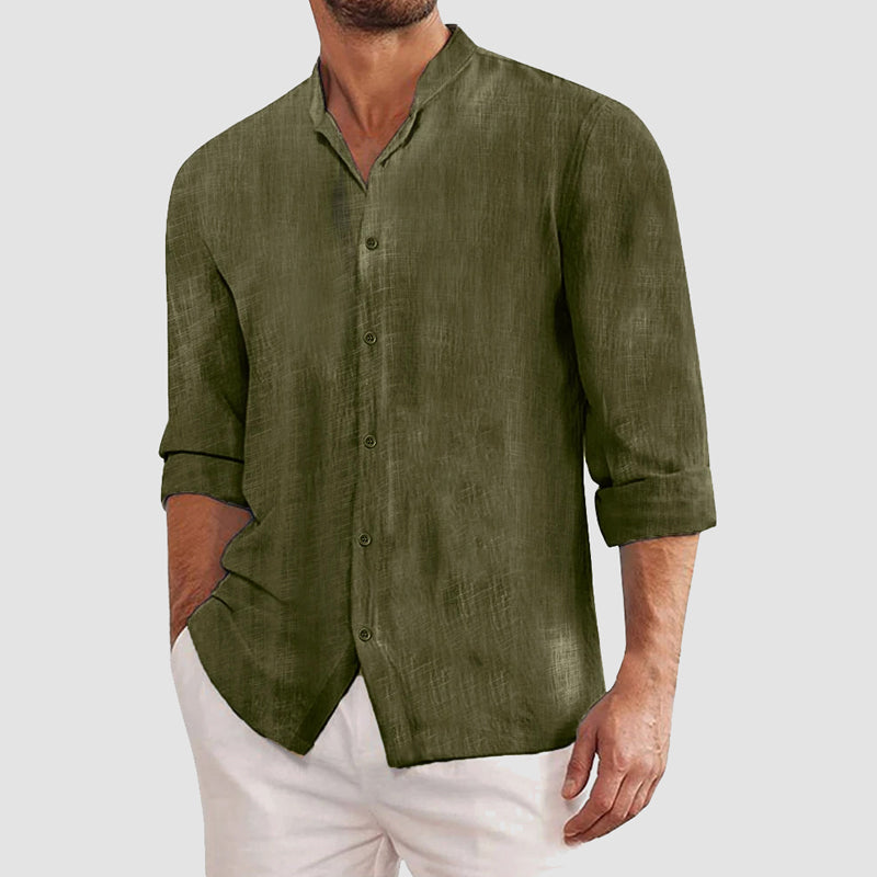 Chemise Lin Coton Maestro Theodore Willow Manches Longues Fermeture Bouton Respirante