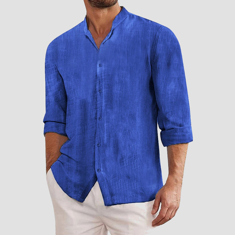 Chemise Lin Coton Maestro Theodore Willow Manches Longues Fermeture Bouton Respirante