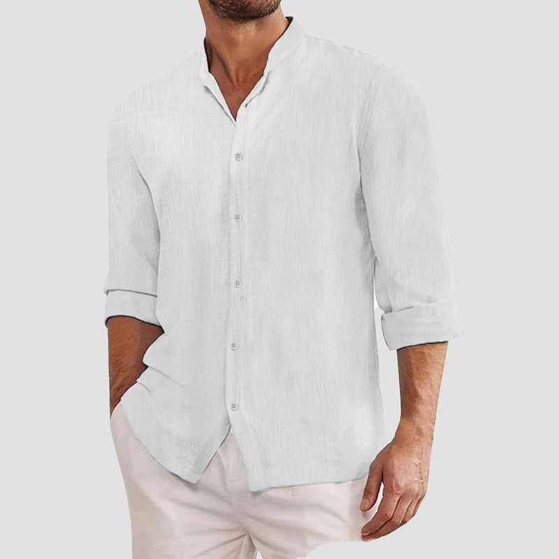 Chemise Lin Coton Maestro Theodore Willow Manches Longues Fermeture Bouton Respirante