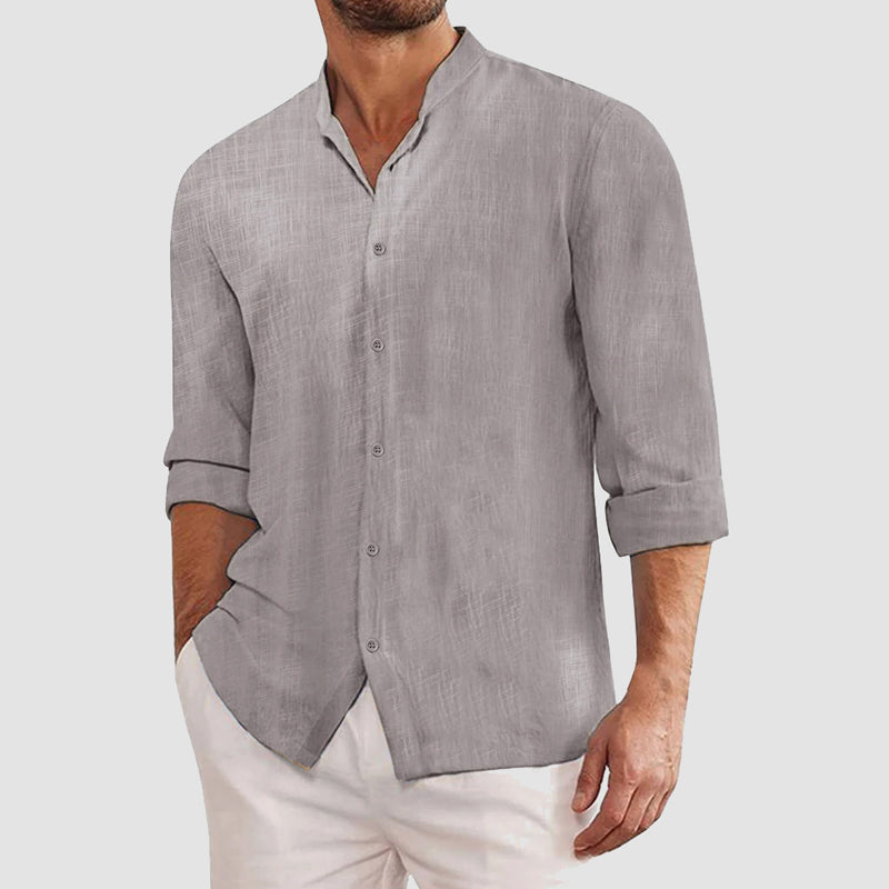 Chemise Lin Coton Maestro Theodore Willow Manches Longues Fermeture Bouton Respirante