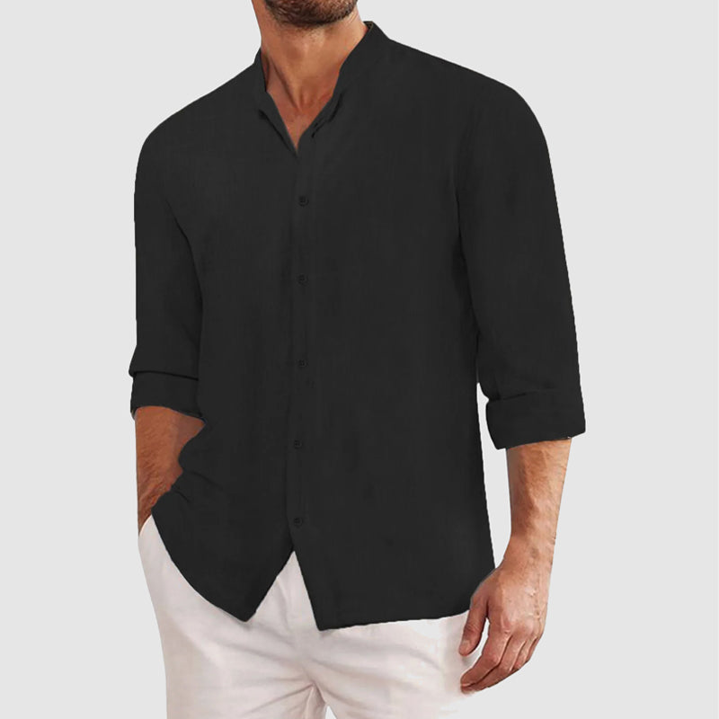 Chemise Lin Coton Maestro Theodore Willow Manches Longues Fermeture Bouton Respirante