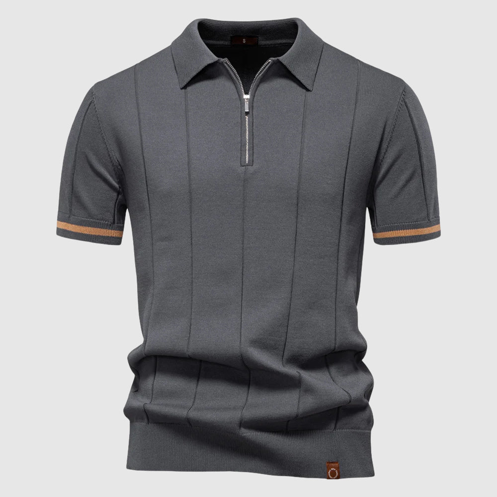 Theodore Willow MetroZip Polo Homme Mélange Polyester Viscose Respirant Avec Zip Col Athlétique Et Coupe Moderne