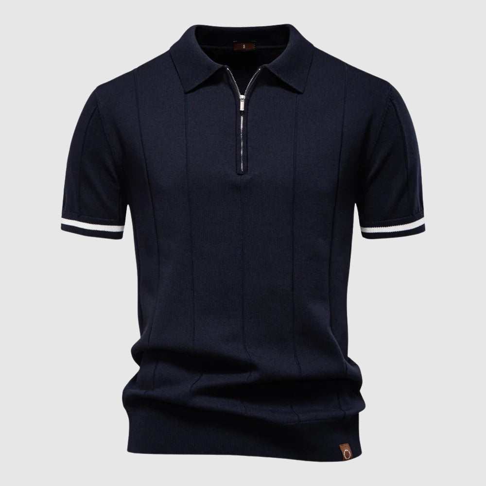 Theodore Willow MetroZip Polo Homme Mélange Polyester Viscose Respirant Avec Zip Col Athlétique Et Coupe Moderne