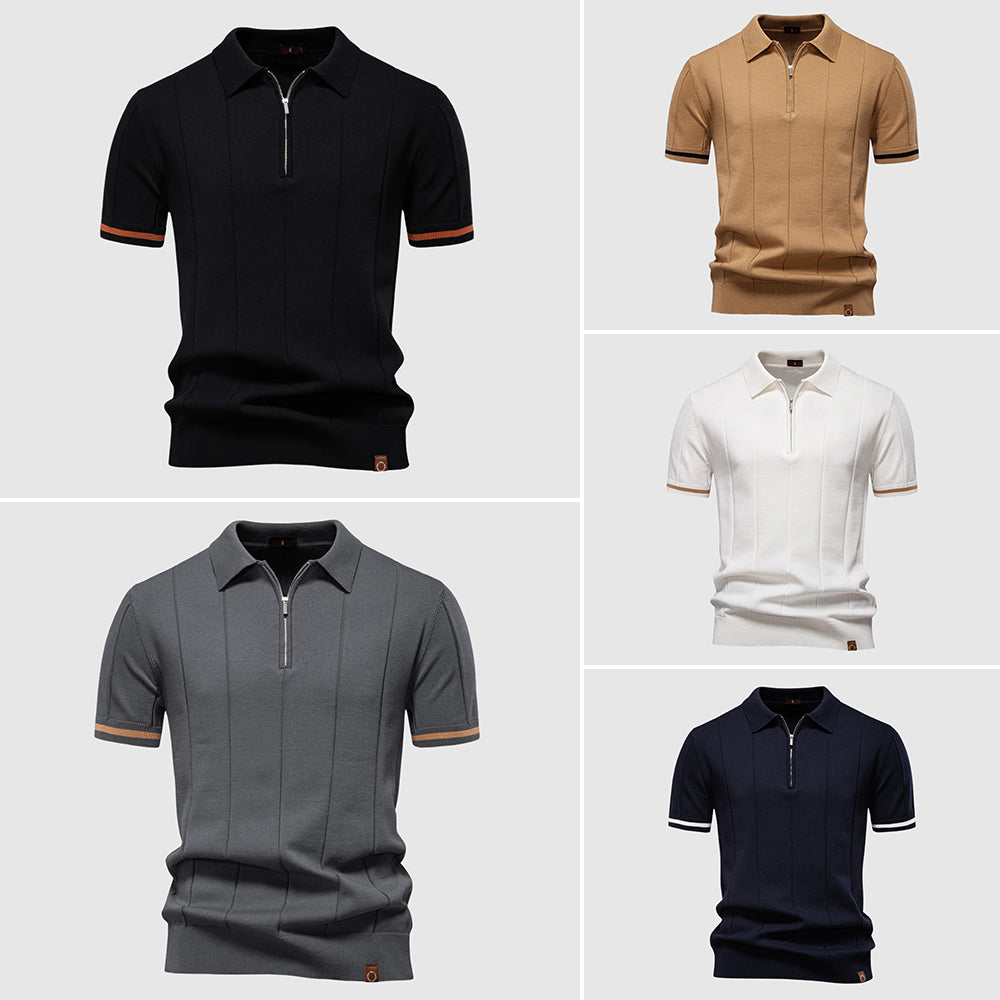 Theodore Willow MetroZip Polo Homme Mélange Polyester Viscose Respirant Avec Zip Col Athlétique Et Coupe Moderne