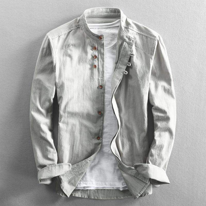 Chemise en Lin et Coton Osaka Theodore Willow Inspirée par la Culture Asiatique Été Quatre Couleurs