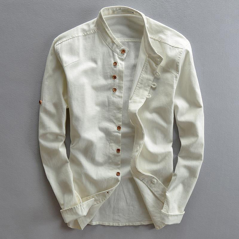 Chemise en Lin et Coton Osaka Theodore Willow Inspirée par la Culture Asiatique Été Quatre Couleurs