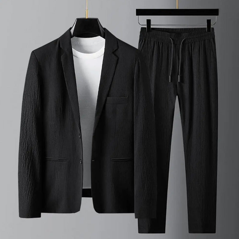 Ensemble Blazer Décontracté Élégance Theodore Willow Avec Poches Pratiques Et Pantalon À Cordon De Serrage