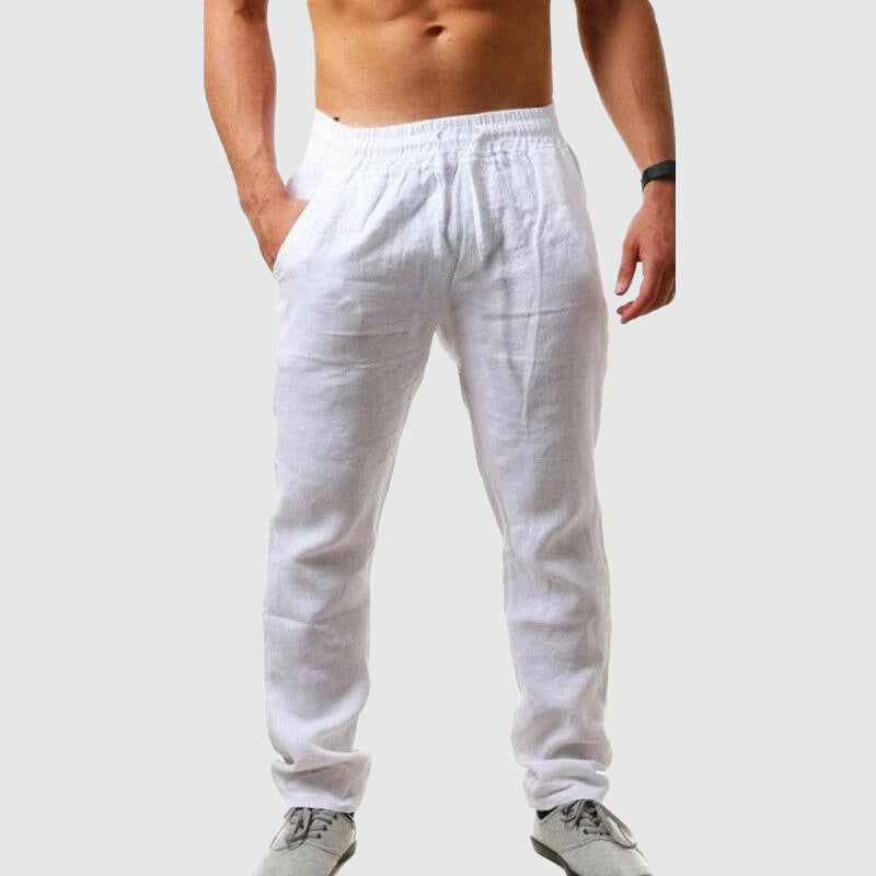 Pantalon Homme Décontracté En Mélange Lin Coton Riviera Mirage Pour Été Style Urbain Par Theodore Willow