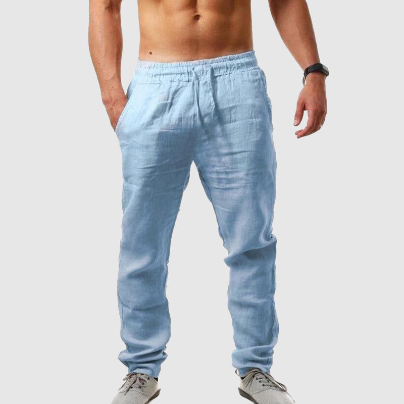 Pantalon Homme Décontracté En Mélange Lin Coton Riviera Mirage Pour Été Style Urbain Par Theodore Willow
