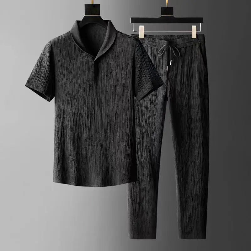 Ensemble Confort Pour Homme T Shirt Col V Et Pantalon Elastique Avec Cordon Réglable Theodore Willow Shoreline