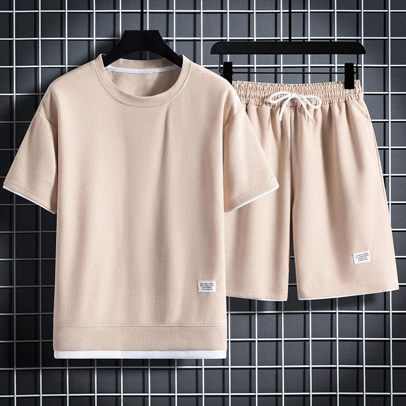 Ensemble Sporty Décontracté Theodore Willow Avec Chemise Col Rond Oversize Et Shorts À Taille Élastique Avec Cordon