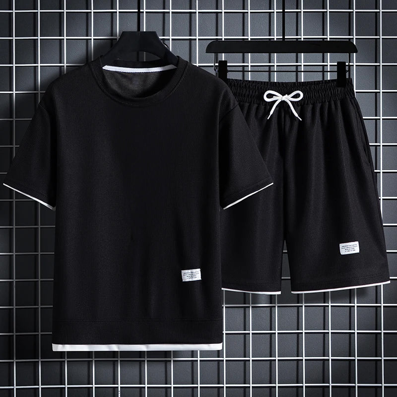 Ensemble Sporty Décontracté Theodore Willow Avec Chemise Col Rond Oversize Et Shorts À Taille Élastique Avec Cordon