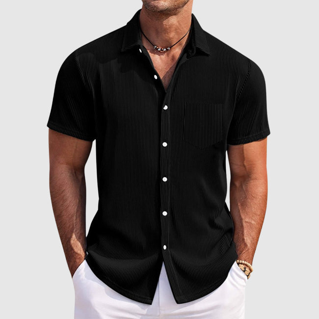 Ayden Chemise Pour Homme À Rayures Légère À Manches Courtes Boutonnée Décontractée Pour Vacances Avec Coupe Décontractée