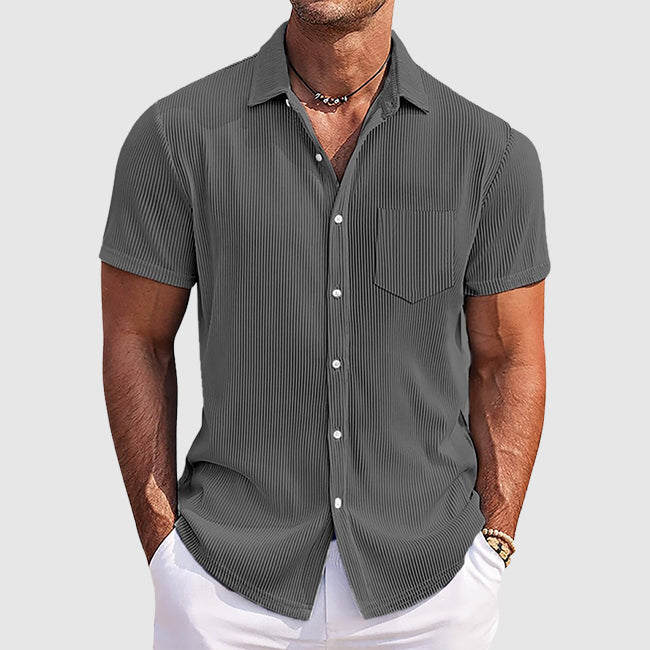 Ayden Chemise Pour Homme À Rayures Légère À Manches Courtes Boutonnée Décontractée Pour Vacances Avec Coupe Décontractée