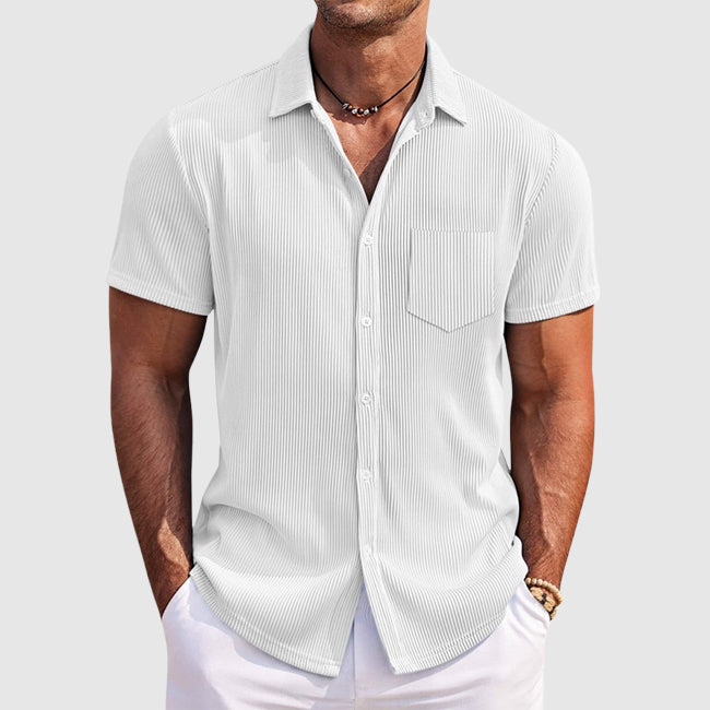 Ayden Chemise Pour Homme À Rayures Légère À Manches Courtes Boutonnée Décontractée Pour Vacances Avec Coupe Décontractée