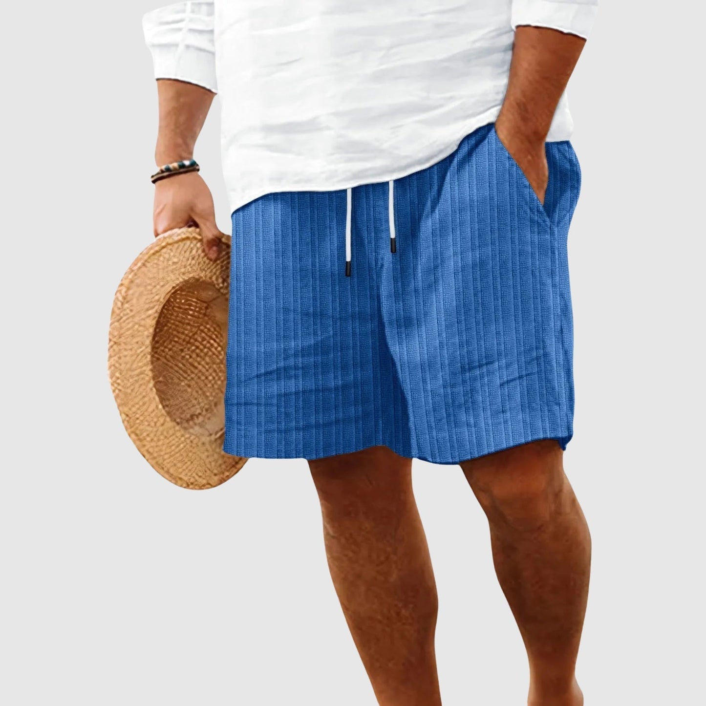 Shorts Rayés Sunset Willow Théodore En Coton Polyester À Cordon De Serrage Décontracté Et Respirant