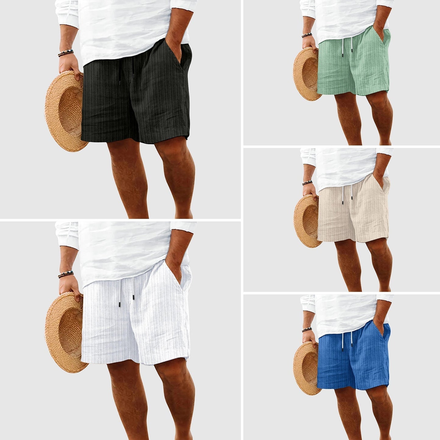 Shorts Rayés Sunset Willow Théodore En Coton Polyester À Cordon De Serrage Décontracté Et Respirant