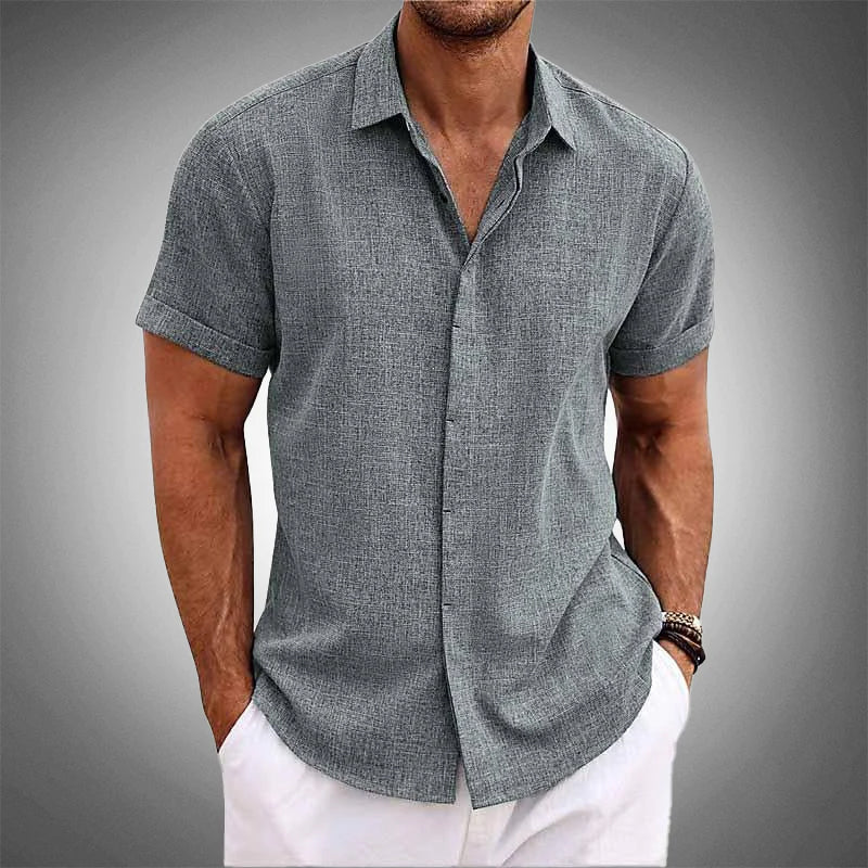 Chemise Lin Tropical Theodore Willow À Manches Courtes Pour Un Ajustement Confortable