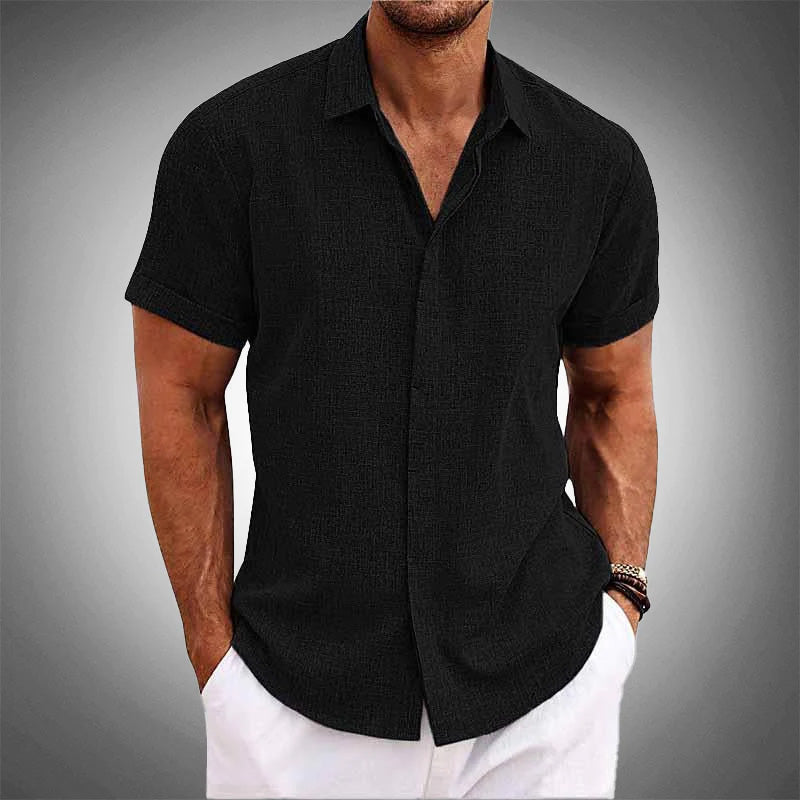 Chemise Lin Tropical Theodore Willow À Manches Courtes Pour Un Ajustement Confortable