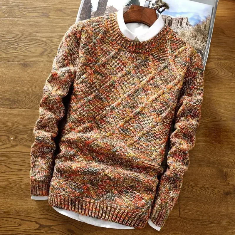 Pull En Laine Theodore Willow Col Ras Du Cou Tricot Géométrique Multicolore Pour L Hiver