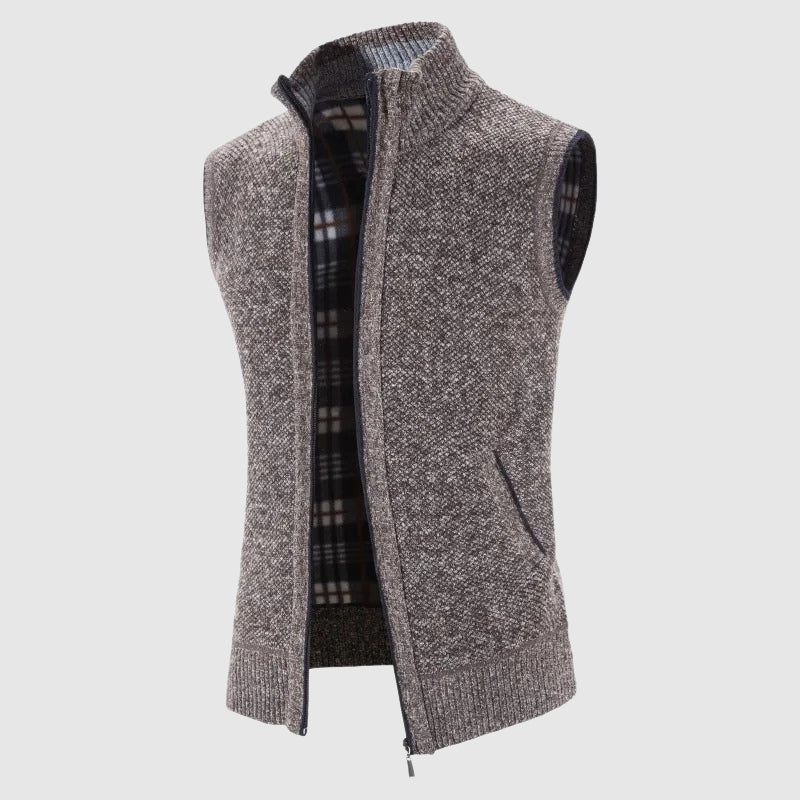 Gilet Tricot Zippé En Laine Theodore Willow Coupe Ajustée Et Douillet Pour Une Tenue Polyvalente