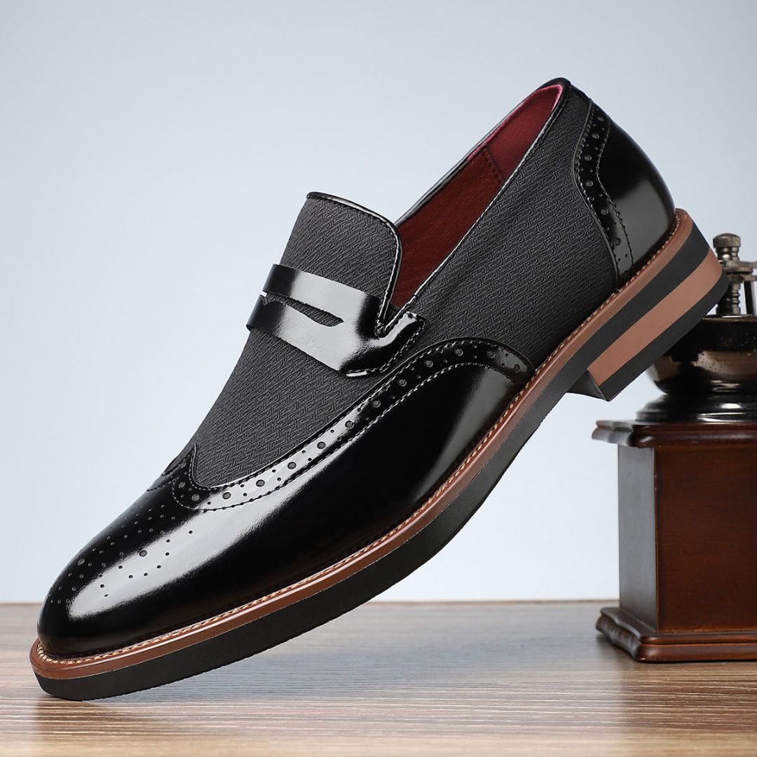 Theodore Mocassins Brogue En Cuir Avec Tressage Détaillé Slip On Pour Tenue Formelle Ou Décontractée