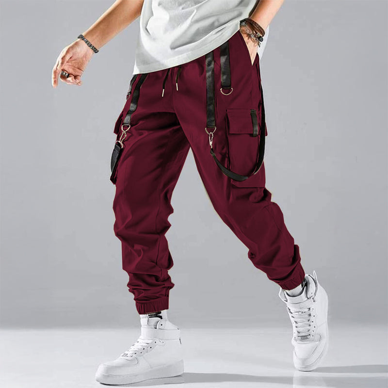 Theodore Willow Pantalon Cargo Lisbonne Streetwear Tactique Avec Poches Multiples Bretelles Harnais Et Détails Rebelles