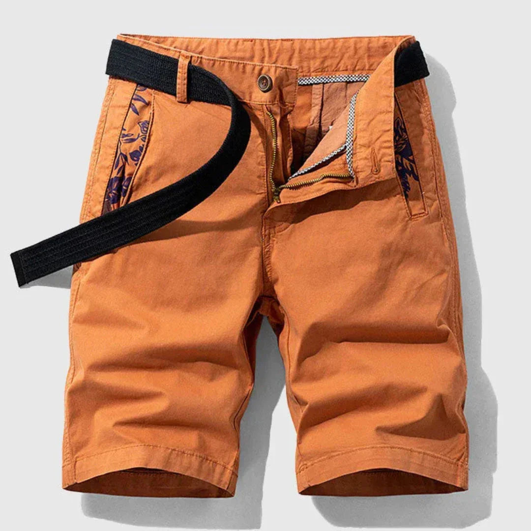 Tim Zipper Fly Shorts Coton Stretch Pour Homme Avec Doublure Florale Des Poches Et Ceinture