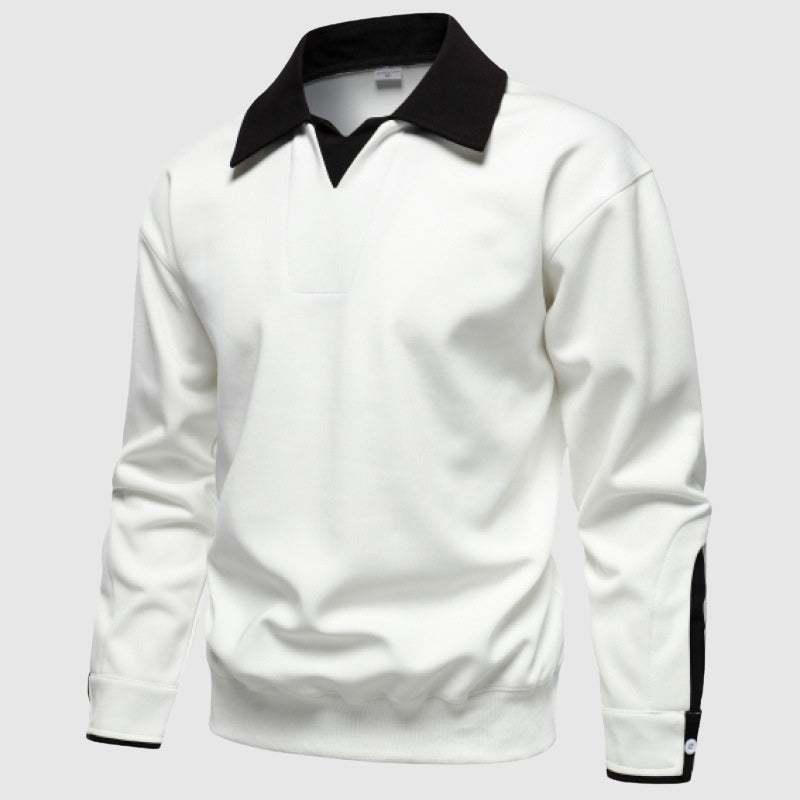 Pull Intemporel En Terry Avec Coutures Visibles Et Col Contraste Par Alessandro Veneti