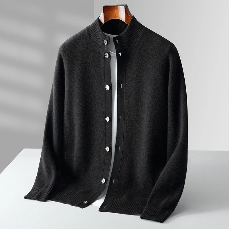 Trevani Cardigan En Cachemire Minimaliste Avec Col Montant Et Boutons Tonaux Pour Un Look Élégant