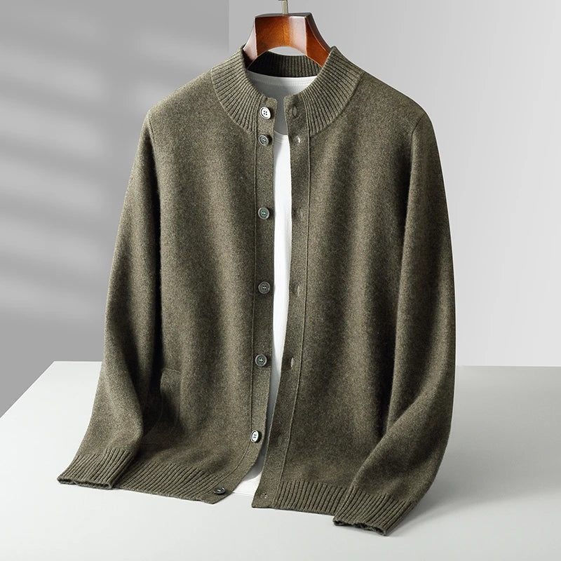 Trevani Cardigan En Cachemire Minimaliste Avec Col Montant Et Boutons Tonaux Pour Un Look Élégant