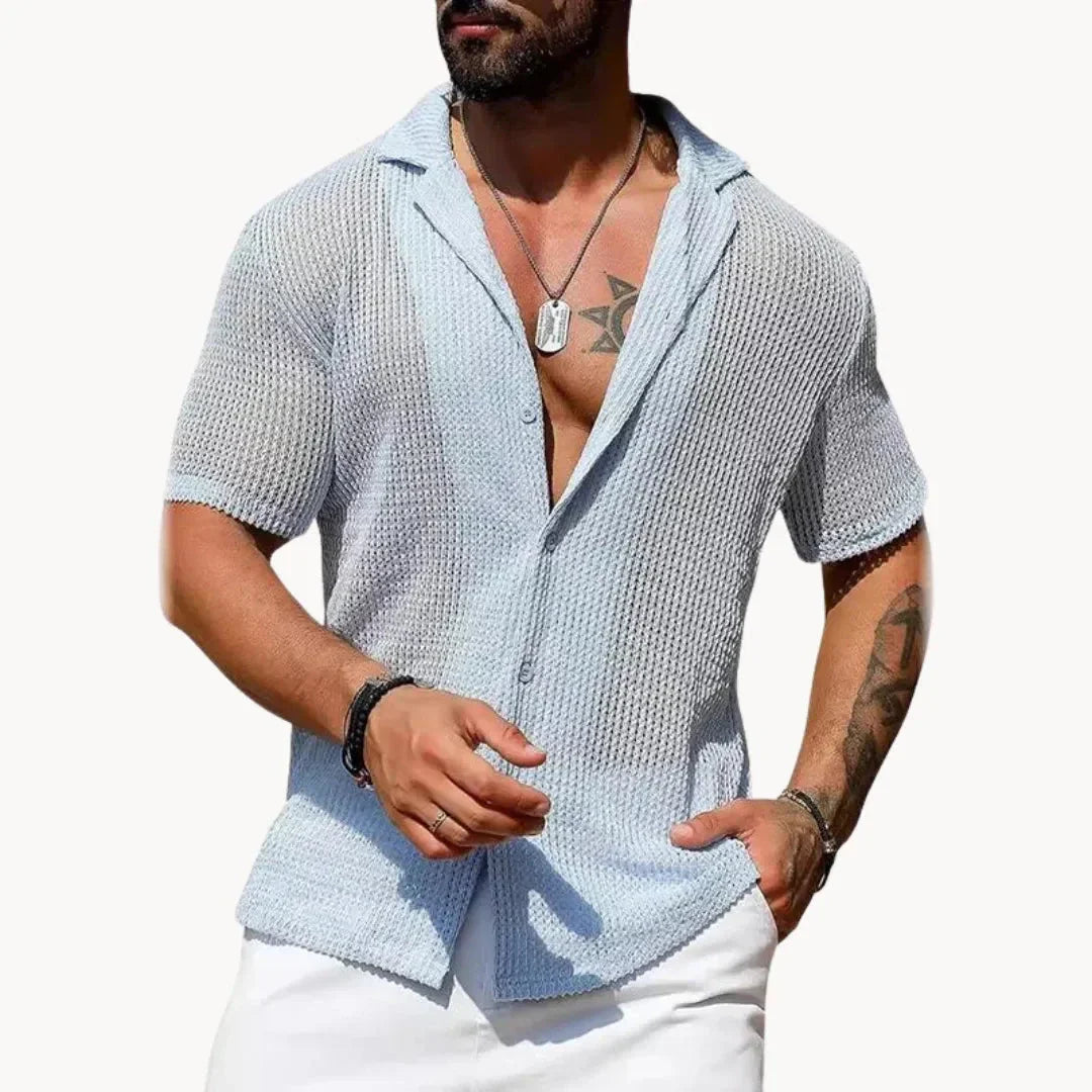 Amawinc Turin Chemise Été En Maille Creuse Boutonnée Ou Ouverte Respirante Style Maille Résille Plage Streetwear