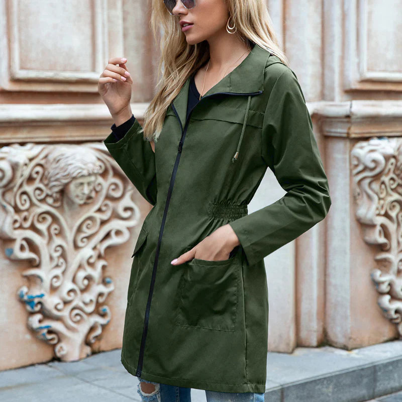 Megan Veste Imperméable Décontractée Pour Femme Avec Capuche À Cordon Léger Et Style Moderne