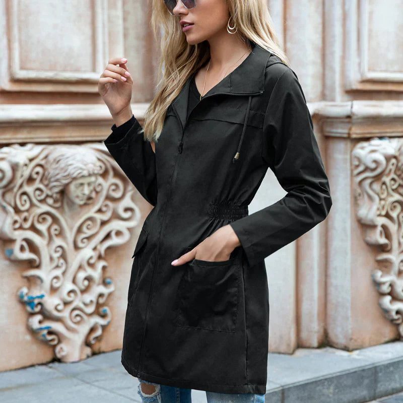 Megan Veste Imperméable Décontractée Pour Femme Avec Capuche À Cordon Léger Et Style Moderne