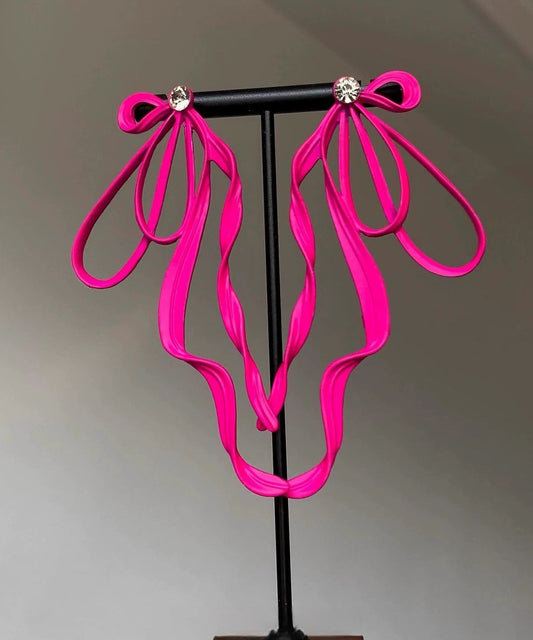 Boucles d'oreilles pendantes uniques en alliage de zircon rose - Amawinc