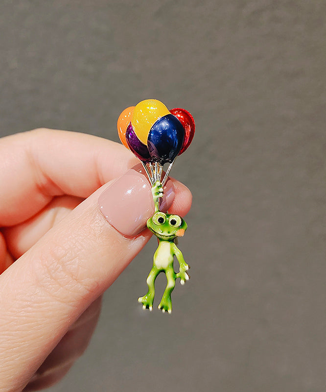 Broches uniques en alliage arc-en-ciel avec effet coulant et grenouille - Amawinc